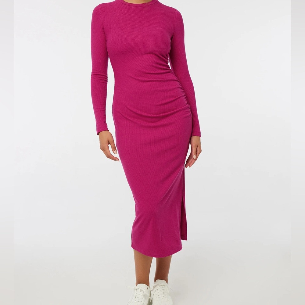 Ardene Fuchsia Long Sleeve Midi Dress